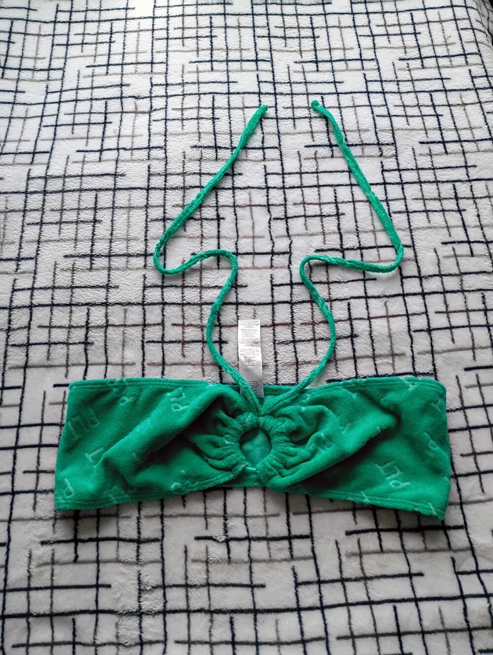 USA Size 12 Terrycloth Green Halter Bandeau Top PrettyLittleThing NWOT